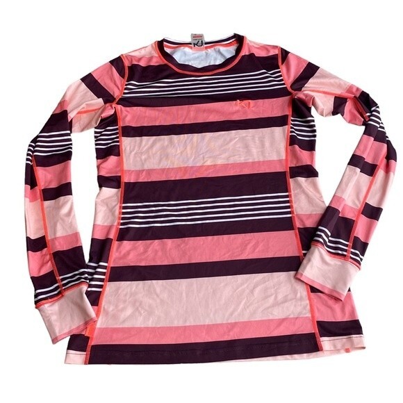 Kari Traa Womens M Performance Baselayer Pink Maroon Stripe Sporty Athletic - Picture 2 of 6